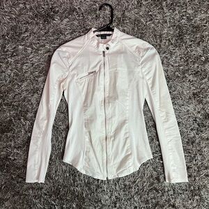 Armani Exchange White Zip-Up Blouse
